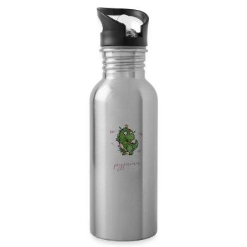 Dinosaurier Trex Pyjama Weihnachten Schlafen - Trinkflasche mit integriertem Trinkhalm - Lightsilver - Rechts