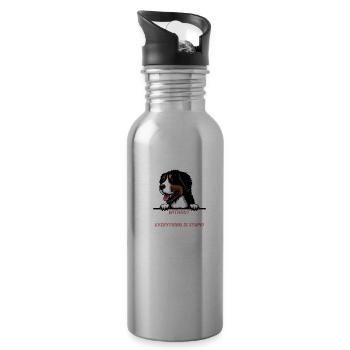 Ohne Mouintain Hund ist alles doof - Trinkflasche mit integriertem Trinkhalm - Lightsilver - Rechts