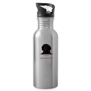 Ohne Water Spaniel ist alles doof - Trinkflasche mit integriertem Trinkhalm - Lightsilver - Rechts