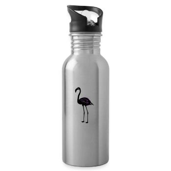 Symbole du flamant rose - Gourde avec paille intégrée - argent clair - Droite