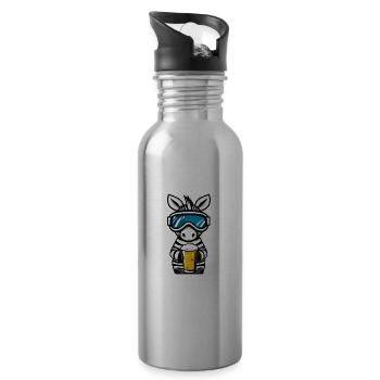Zebra Ski Bier - Trinkflasche mit integriertem Trinkhalm - Lightsilver - Rechts