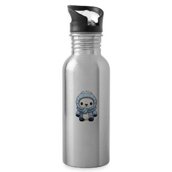 Ours polaire Ours d’hiver Bande dessinée mignon - Gourde avec paille intégrée - argent clair - Droite