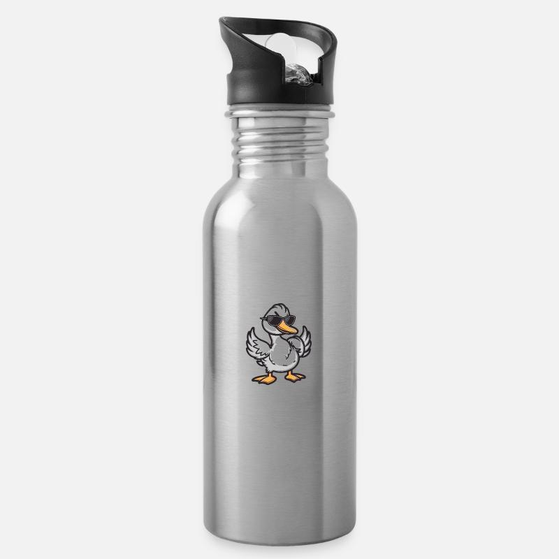 Gans Cool Tier - Trinkflasche mit integriertem Trinkhalm - Lightsilver