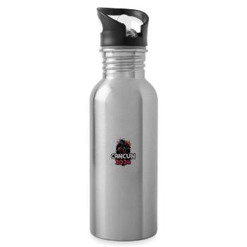 Cancun 2024 Vacation Travel Colorful - Water bottle with straw - silver - Right