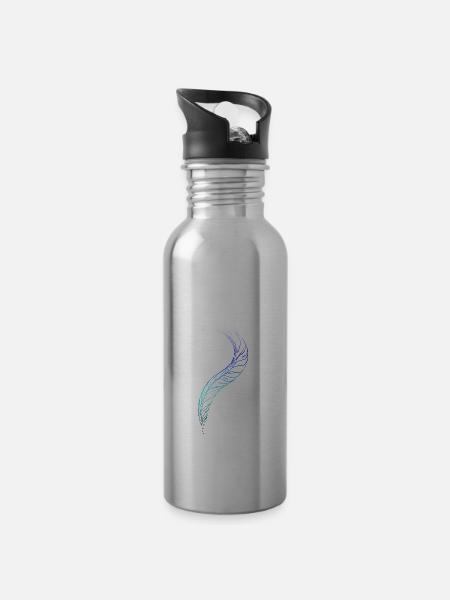 Feder - Trinkflasche mit integriertem Trinkhalm - Lightsilver