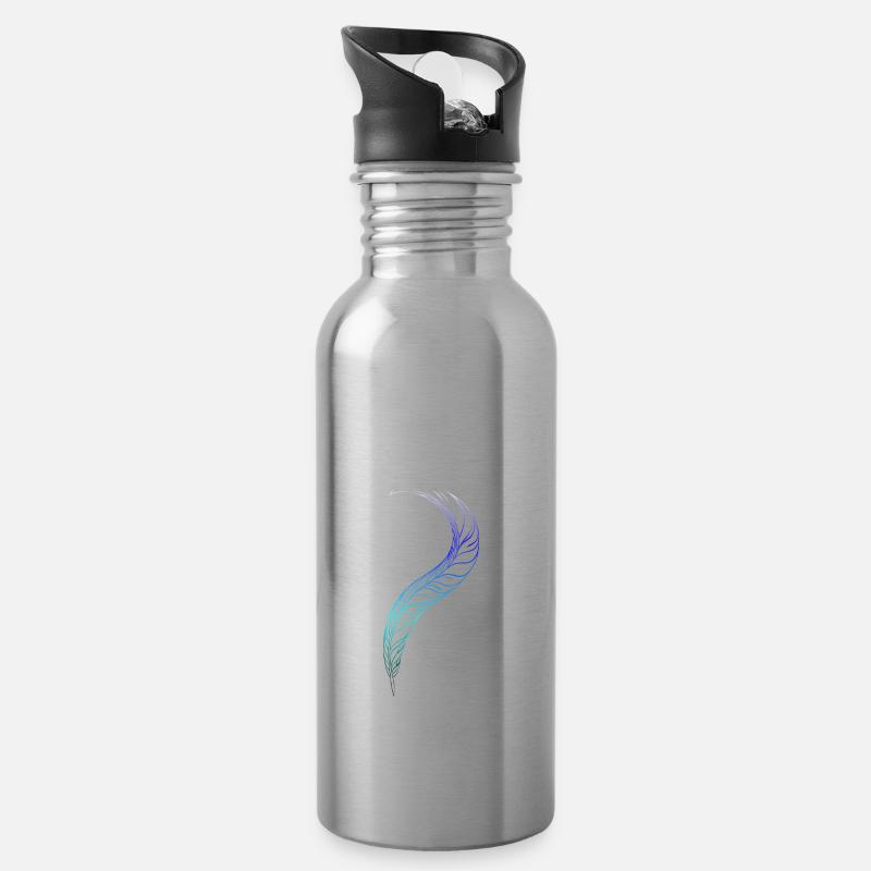 Feder - Trinkflasche mit integriertem Trinkhalm - Lightsilver