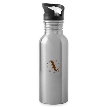 Salamander - Amphibian Animal - Water bottle with straw - silver - Right