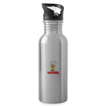 Vambier Halloween JGA Malle Bier Fledermaus Vampir - Trinkflasche mit integriertem Trinkhalm - Lightsilver - Rechts