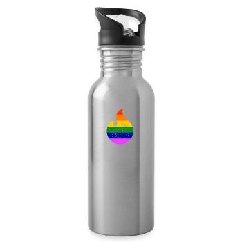 LGBT Gay Pride Flame CSD Rainbow Hot - Water bottle with straw - silver - Right