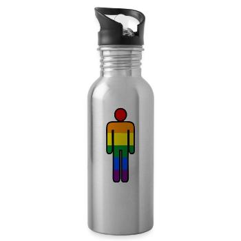 LGBT Rainbow Figure - Gourde avec paille intégrée - argent clair - Droite