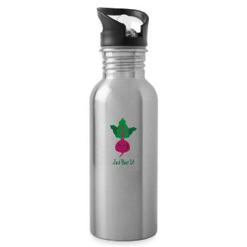 Just beet it gift plants Vegan saying - Water bottle with straw - silver - Right