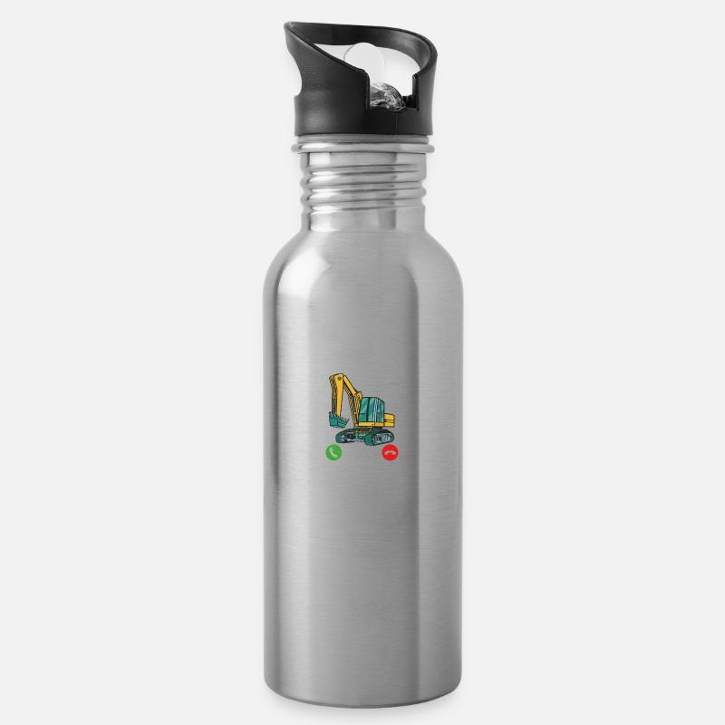 Mein bagger ruft an ich muss gehen Baggerfahrer - Trinkflasche mit integriertem Trinkhalm - Lightsilver