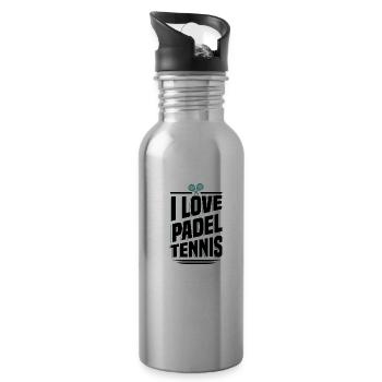 Padel Tennis Paddle Padel Ball Paddling Padel Tennis - Water bottle with straw - silver - Right