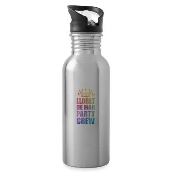 Lloret De Mar Party Crew Spruch - Trinkflasche mit integriertem Trinkhalm - Lightsilver - Rechts