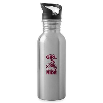 Motorrad Motocross Bike Racing Motorsport - Trinkflasche mit integriertem Trinkhalm - Lightsilver - Rechts