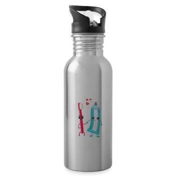 Toothbrush & Toothpaste Pair Gift for Dentists - Water bottle with straw - silver - Right