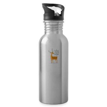 Be merry and bright - be happy - Water bottle with straw - silver - Right