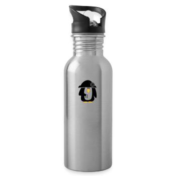 Pinguin Bonaparte / Napoleon Penguin (2c) - Trinkflasche mit integriertem Trinkhalm - Lightsilver - Rechts