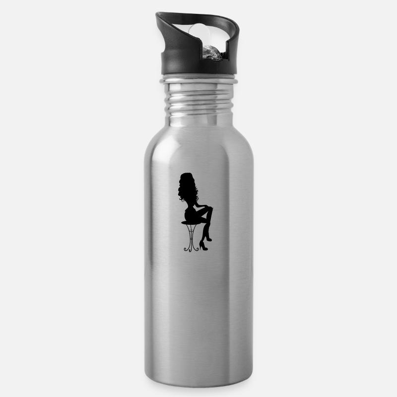 Femme sur une chaise - Gourde avec paille intégrée - argent clair