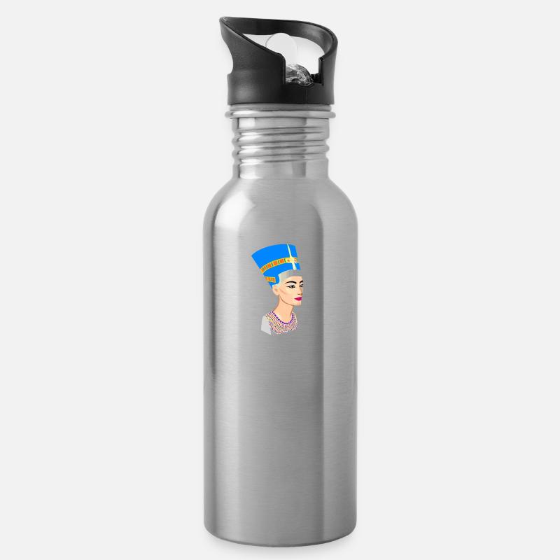 Nofretete - Trinkflasche mit integriertem Trinkhalm - Lightsilver