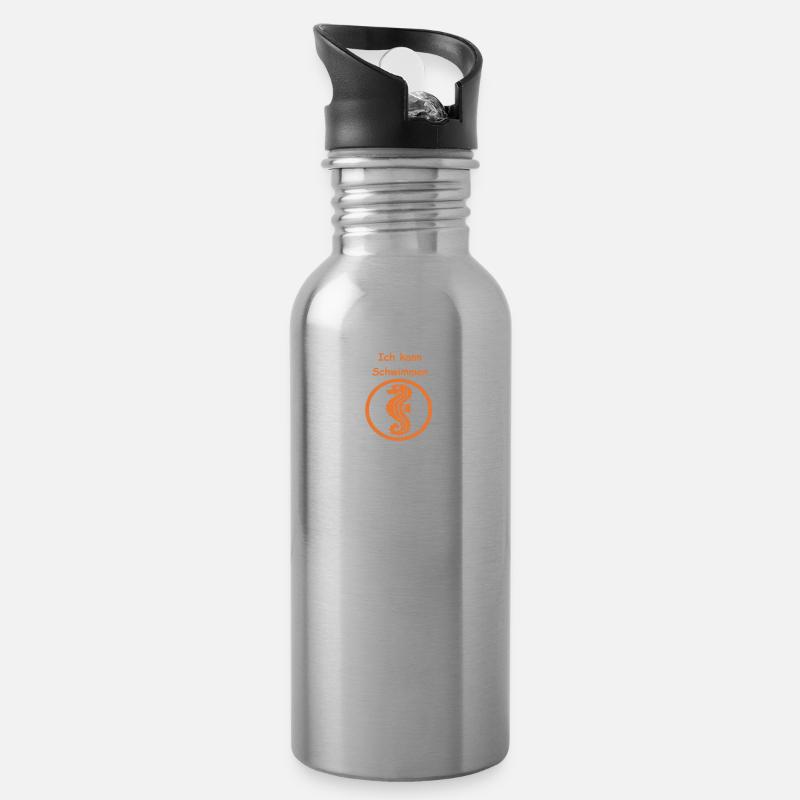 Seepferdchen - Trinkflasche mit integriertem Trinkhalm - Lightsilver