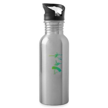 Fallschirmsprung Skydive - Trinkflasche mit integriertem Trinkhalm - Lightsilver - Rechts