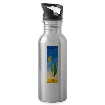 Königstag Tulpe mit Sonnenuntergang - Trinkflasche mit integriertem Trinkhalm - Lightsilver - Rechts