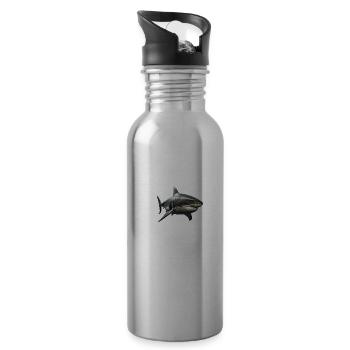 Great White Shark - Water bottle with straw - silver - Right