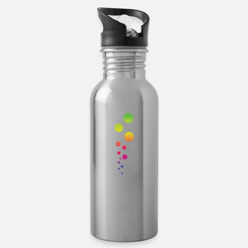 rainbow bubbel - Water bottle with straw - silver