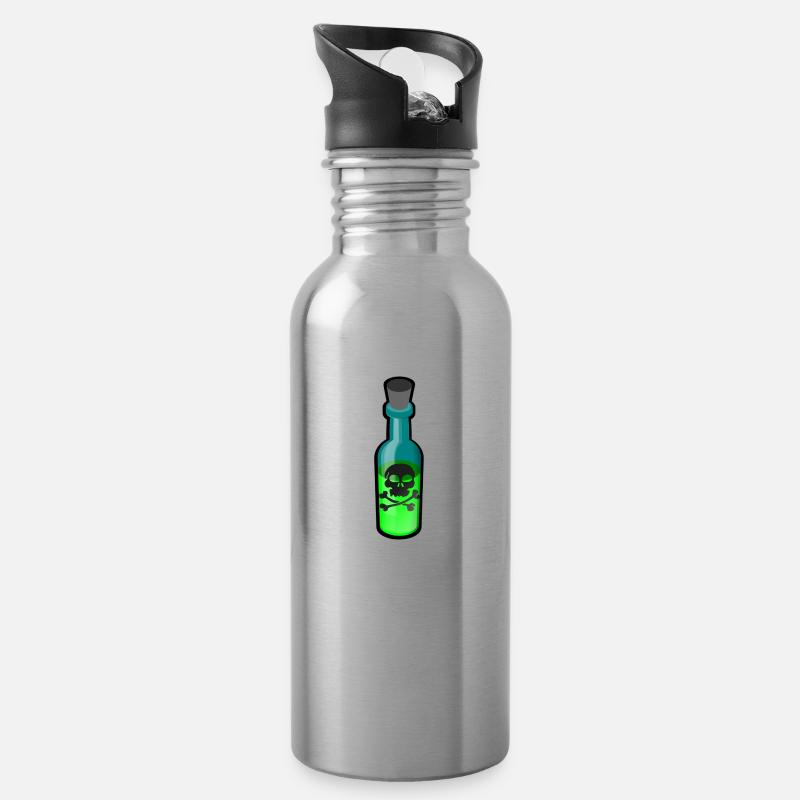 poison - Trinkflasche mit integriertem Trinkhalm - Lightsilver
