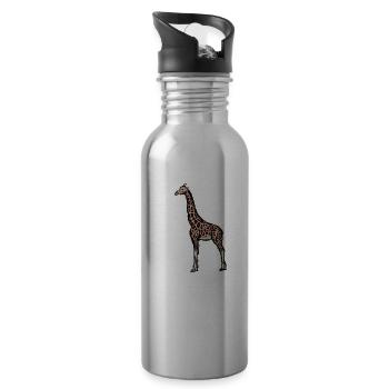 Conception avec une girafe 1 - Gourde avec paille intégrée - argent clair - Droite