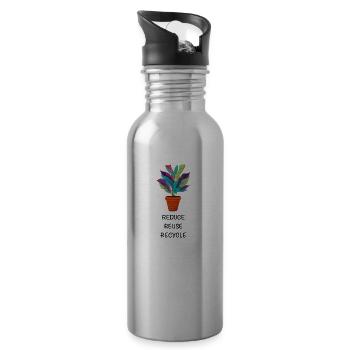 Reduce Reuse Recycle Klima retten - Trinkflasche mit integriertem Trinkhalm - Lightsilver - Rechts