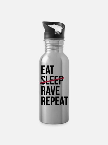 Eat Rave Repeat - Trinkflasche mit integriertem Trinkhalm - Lightsilver