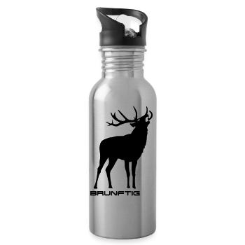 Brunftig Hirsch - Trinkflasche mit integriertem Trinkhalm - Lightsilver - Rechts