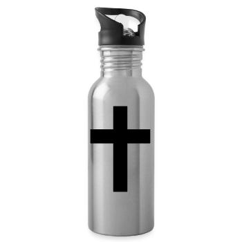 Kreuz - Trinkflasche mit integriertem Trinkhalm - Lightsilver - Rechts