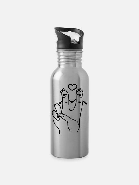 Peace - Trinkflasche mit integriertem Trinkhalm - Lightsilver
