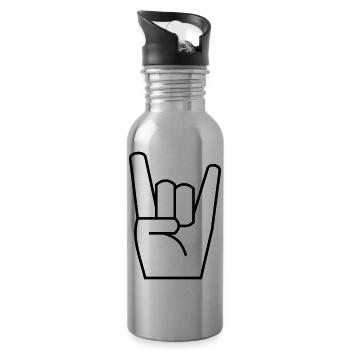 rock_symbol - Trinkflasche mit integriertem Trinkhalm - Lightsilver - Rechts