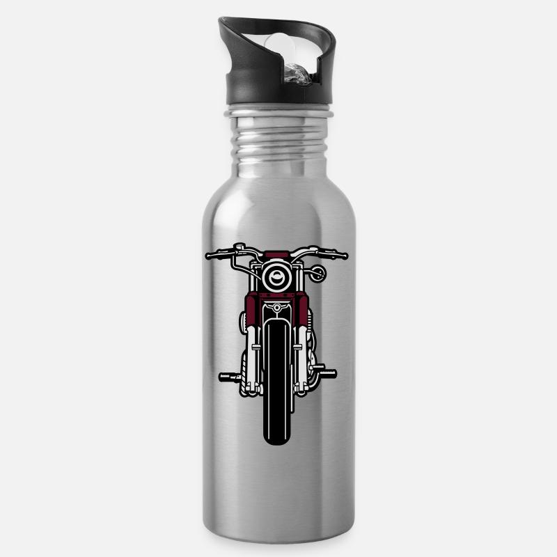 Motorrad - Trinkflasche mit integriertem Trinkhalm - Lightsilver