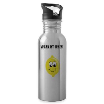zitrone - Trinkflasche mit integriertem Trinkhalm - Lightsilver - Rechts