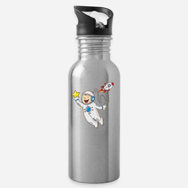 Little comic astronaut - Water bottle with straw - silver