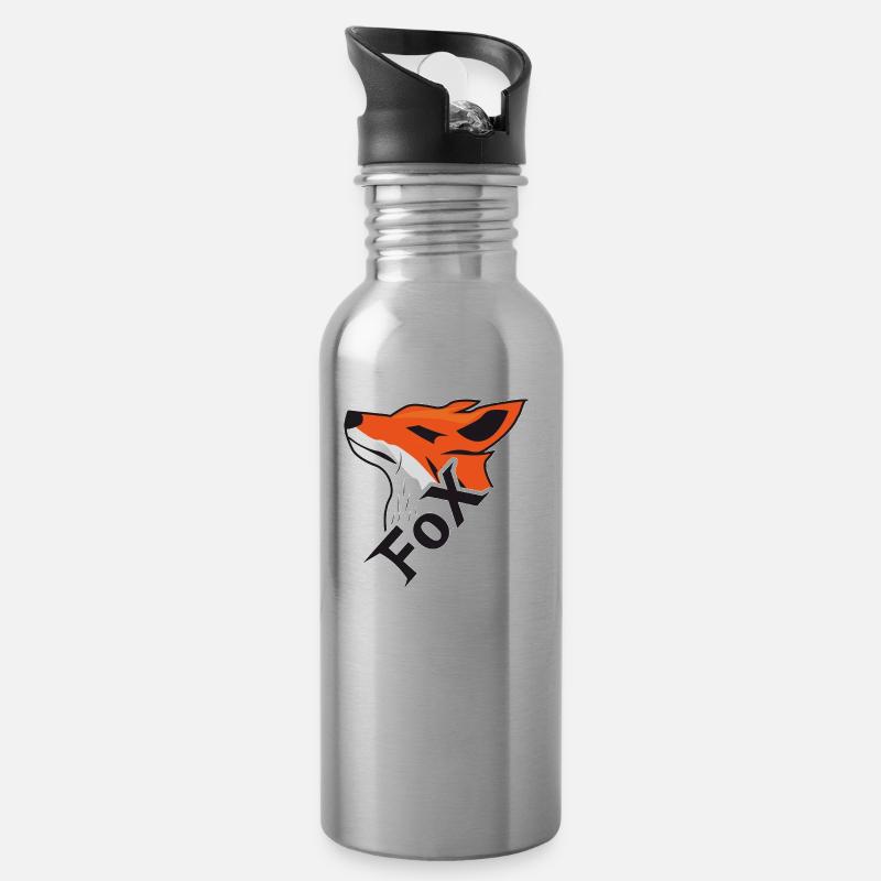 FoX Black&White Edition - Trinkflasche mit integriertem Trinkhalm - Lightsilver