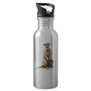 Erdmännchen - Trinkflasche mit integriertem Trinkhalm - Lightsilver - Rechts
