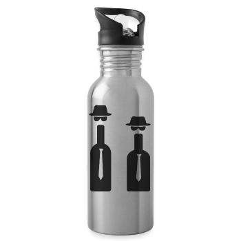 grapes weintrauben wine wein vines2 - Trinkflasche mit integriertem Trinkhalm - Lightsilver - Rechts