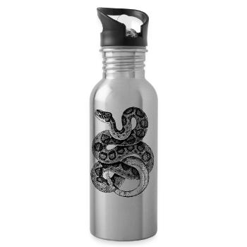 schlange-klapperschlange- - Trinkflasche mit integriertem Trinkhalm - Lightsilver - Rechts