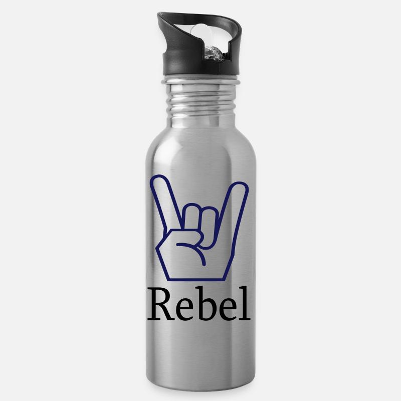 Rebel Metalfaust - Trinkflasche mit integriertem Trinkhalm - Lightsilver