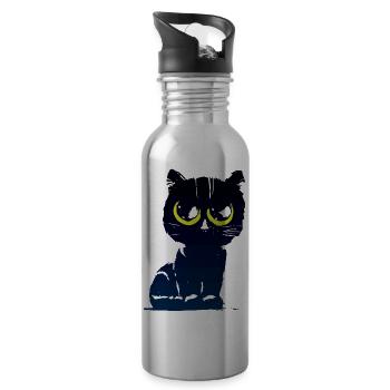 Black Cat 2 - Gourde avec paille intégrée - argent clair - Droite