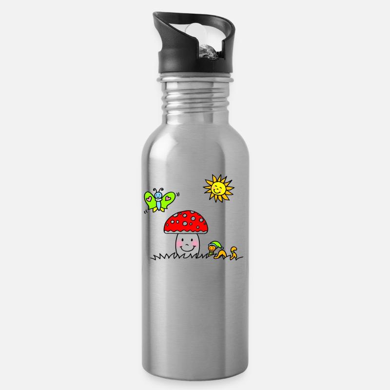 Der Wald ist mein Spielplatz - Trinkflasche mit integriertem Trinkhalm - Lightsilver