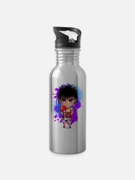 Boxen Chibi - Trinkflasche mit integriertem Trinkhalm - Lightsilver