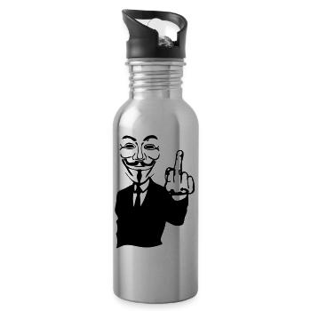 anonymen Maske Maske fuck6 Hand in Hand zusammen - Trinkflasche mit integriertem Trinkhalm - Lightsilver - Rechts