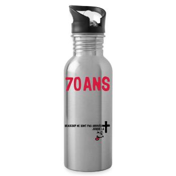 70 ans anniversaire tombe arrive - Gourde avec paille intégrée - argent clair - Droite